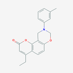 4-ethyl-9-(3-methylphenyl)-9,10-dihydro-2H,8H-chromeno[8,7-e][1,3]oxazin-2-one