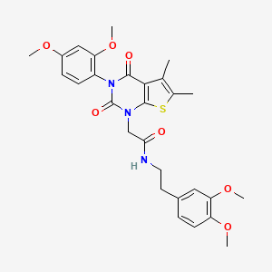 molecular formula C28H31N3O7S B11434719 N-(3,4-dimethoxyphenethyl)-2-(3-(2,4-dimethoxyphenyl)-5,6-dimethyl-2,4-dioxo-3,4-dihydrothieno[2,3-d]pyrimidin-1(2H)-yl)acetamide 