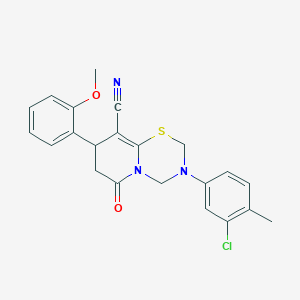 molecular formula C22H20ClN3O2S B11434758 3-(3-chloro-4-methylphenyl)-8-(2-methoxyphenyl)-6-oxo-3,4,7,8-tetrahydro-2H,6H-pyrido[2,1-b][1,3,5]thiadiazine-9-carbonitrile 