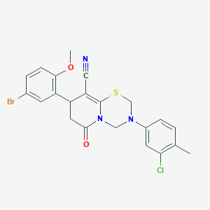 8-(5-bromo-2-methoxyphenyl)-3-(3-chloro-4-methylphenyl)-6-oxo-3,4,7,8-tetrahydro-2H,6H-pyrido[2,1-b][1,3,5]thiadiazine-9-carbonitrile