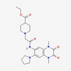 molecular formula C24H33N5O5 B11434772 Ethyl 1-(2-{[1,4-dimethyl-2,3-dioxo-7-(pyrrolidin-1-yl)-1,2,3,4-tetrahydroquinoxalin-6-yl]amino}-2-oxoethyl)piperidine-4-carboxylate 