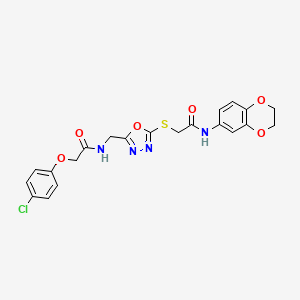 2-(4-chlorophenoxy)-N-[(5-{[2-(2,3-dihydro-1,4-benzodioxin-6-ylamino)-2-oxoethyl]thio}-1,3,4-oxadiazol-2-yl)methyl]acetamide