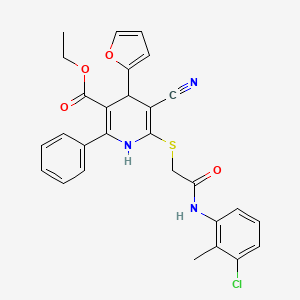 Ethyl 6-({2-[(3-chloro-2-methylphenyl)amino]-2-oxoethyl}sulfanyl)-5-cyano-4-(furan-2-yl)-2-phenyl-1,4-dihydropyridine-3-carboxylate