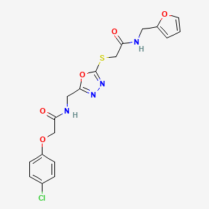 molecular formula C18H17ClN4O5S B11434801 2-(4-chlorophenoxy)-N-({5-[({[(furan-2-yl)methyl]carbamoyl}methyl)sulfanyl]-1,3,4-oxadiazol-2-yl}methyl)acetamide 