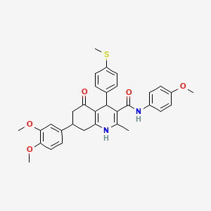 molecular formula C33H34N2O5S B11434818 7-(3,4-dimethoxyphenyl)-N-(4-methoxyphenyl)-2-methyl-4-[4-(methylsulfanyl)phenyl]-5-oxo-1,4,5,6,7,8-hexahydroquinoline-3-carboxamide 