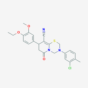 molecular formula C24H24ClN3O3S B11434827 3-(3-chloro-4-methylphenyl)-8-(4-ethoxy-3-methoxyphenyl)-6-oxo-3,4,7,8-tetrahydro-2H,6H-pyrido[2,1-b][1,3,5]thiadiazine-9-carbonitrile 