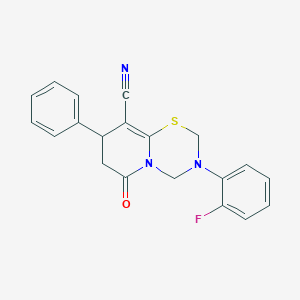 3-(2-fluorophenyl)-6-oxo-8-phenyl-3,4,7,8-tetrahydro-2H,6H-pyrido[2,1-b][1,3,5]thiadiazine-9-carbonitrile