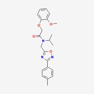 molecular formula C22H25N3O4 B11434869 2-(2-methoxyphenoxy)-N-{[3-(4-methylphenyl)-1,2,4-oxadiazol-5-yl]methyl}-N-(propan-2-yl)acetamide 