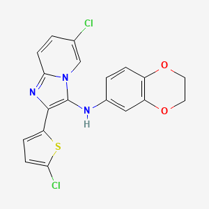 6-chloro-2-(5-chlorothiophen-2-yl)-N-(2,3-dihydro-1,4-benzodioxin-6-yl)imidazo[1,2-a]pyridin-3-amine