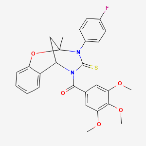 molecular formula C27H25FN2O5S B11434916 [3-(4-fluorophenyl)-2-methyl-4-thioxo-3,4-dihydro-2H-2,6-methano-1,3,5-benzoxadiazocin-5(6H)-yl](3,4,5-trimethoxyphenyl)methanone 