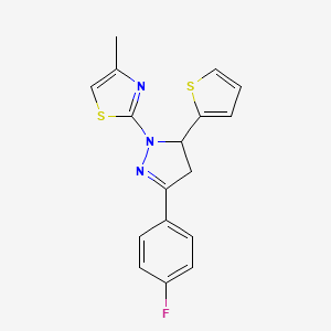 2-[3-(4-fluorophenyl)-5-(thiophen-2-yl)-4,5-dihydro-1H-pyrazol-1-yl]-4-methyl-1,3-thiazole