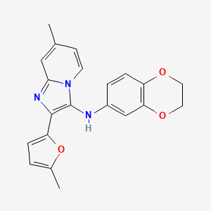 molecular formula C21H19N3O3 B11434940 N-(2,3-dihydro-1,4-benzodioxin-6-yl)-7-methyl-2-(5-methylfuran-2-yl)imidazo[1,2-a]pyridin-3-amine 