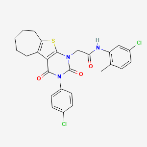 molecular formula C26H23Cl2N3O3S B11434975 N-(5-chloro-2-methylphenyl)-2-[3-(4-chlorophenyl)-2,4-dioxo-3,4,6,7,8,9-hexahydro-2H-cyclohepta[4,5]thieno[2,3-d]pyrimidin-1(5H)-yl]acetamide 