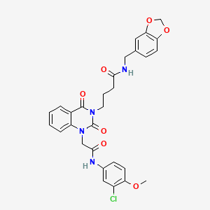 molecular formula C29H27ClN4O7 B11434987 N-[(2H-1,3-benzodioxol-5-yl)methyl]-4-(1-{[(3-chloro-4-methoxyphenyl)carbamoyl]methyl}-2,4-dioxo-1,2,3,4-tetrahydroquinazolin-3-yl)butanamide 