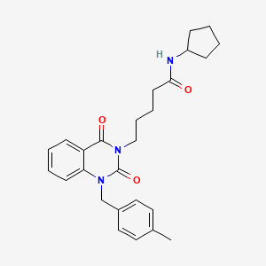 molecular formula C26H31N3O3 B11434997 N-cyclopentyl-5-[1-(4-methylbenzyl)-2,4-dioxo-1,4-dihydroquinazolin-3(2H)-yl]pentanamide 