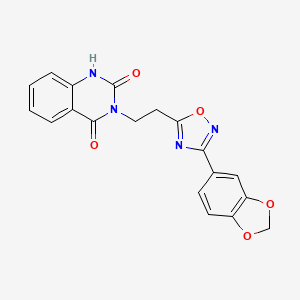 molecular formula C19H14N4O5 B11435005 3-(2-(3-(benzo[d][1,3]dioxol-5-yl)-1,2,4-oxadiazol-5-yl)ethyl)quinazoline-2,4(1H,3H)-dione 