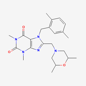 molecular formula C23H31N5O3 B11435019 8-[(2,6-dimethylmorpholin-4-yl)methyl]-7-[(2,5-dimethylphenyl)methyl]-1,3-dimethyl-2,3,6,7-tetrahydro-1H-purine-2,6-dione 