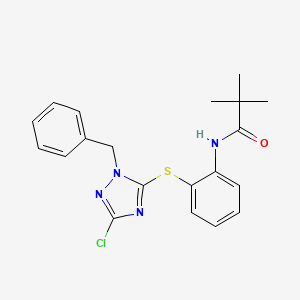 molecular formula C20H21ClN4OS B11435070 N-{2-[(1-Benzyl-3-chloro-1H-1,2,4-triazol-5-YL)sulfanyl]phenyl}-2,2-dimethylpropanamide 