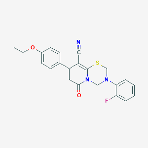 molecular formula C22H20FN3O2S B11435084 8-(4-ethoxyphenyl)-3-(2-fluorophenyl)-6-oxo-3,4,7,8-tetrahydro-2H,6H-pyrido[2,1-b][1,3,5]thiadiazine-9-carbonitrile 