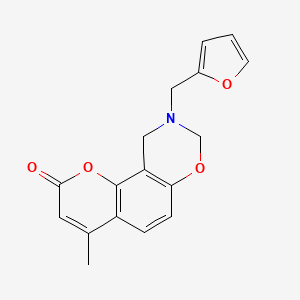 molecular formula C17H15NO4 B11435093 9-(2-furylmethyl)-4-methyl-9,10-dihydro-2H,8H-chromeno[8,7-e][1,3]oxazin-2-one 