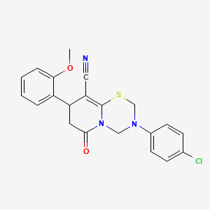 3-(4-chlorophenyl)-8-(2-methoxyphenyl)-6-oxo-3,4,7,8-tetrahydro-2H,6H-pyrido[2,1-b][1,3,5]thiadiazine-9-carbonitrile