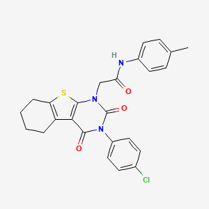 molecular formula C25H22ClN3O3S B11435119 2-[3-(4-chlorophenyl)-2,4-dioxo-3,4,5,6,7,8-hexahydro[1]benzothieno[2,3-d]pyrimidin-1(2H)-yl]-N-(4-methylphenyl)acetamide 