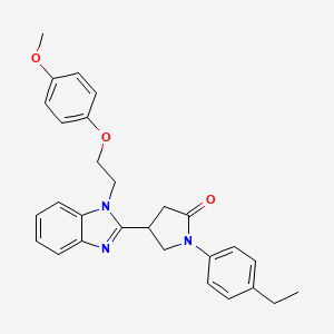 molecular formula C28H29N3O3 B11435130 1-(4-ethylphenyl)-4-{1-[2-(4-methoxyphenoxy)ethyl]-1H-benzimidazol-2-yl}pyrrolidin-2-one 