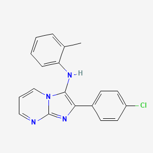 molecular formula C19H15ClN4 B11435162 2-(4-chlorophenyl)-N-(2-methylphenyl)imidazo[1,2-a]pyrimidin-3-amine 