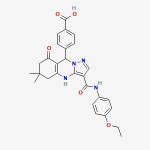 4-{3-[(4-Ethoxyphenyl)carbamoyl]-6,6-dimethyl-8-oxo-4,5,6,7,8,9-hexahydropyrazolo[5,1-b]quinazolin-9-yl}benzoic acid