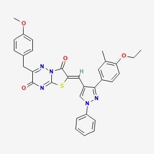 molecular formula C32H27N5O4S B11435176 (2Z)-2-{[3-(4-ethoxy-3-methylphenyl)-1-phenyl-1H-pyrazol-4-yl]methylidene}-6-(4-methoxybenzyl)-7H-[1,3]thiazolo[3,2-b][1,2,4]triazine-3,7(2H)-dione 