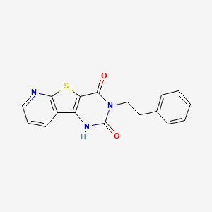 5-(2-phenylethyl)-8-thia-3,5,10-triazatricyclo[7.4.0.02,7]trideca-1(9),2(7),10,12-tetraene-4,6-dione