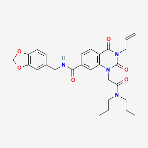 N-(1,3-benzodioxol-5-ylmethyl)-1-[2-(dipropylamino)-2-oxoethyl]-2,4-dioxo-3-(prop-2-en-1-yl)-1,2,3,4-tetrahydroquinazoline-7-carboxamide