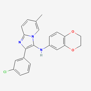 molecular formula C22H18ClN3O2 B11435206 2-(3-chlorophenyl)-N-(2,3-dihydro-1,4-benzodioxin-6-yl)-6-methylimidazo[1,2-a]pyridin-3-amine 