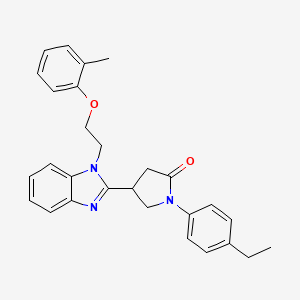 molecular formula C28H29N3O2 B11435231 1-(4-ethylphenyl)-4-{1-[2-(2-methylphenoxy)ethyl]-1H-benzimidazol-2-yl}pyrrolidin-2-one 