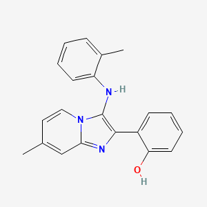 molecular formula C21H19N3O B11435233 2-{7-Methyl-3-[(2-methylphenyl)amino]imidazo[1,2-a]pyridin-2-yl}phenol 