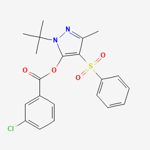 molecular formula C21H21ClN2O4S B11435247 [4-(benzenesulfonyl)-2-tert-butyl-5-methylpyrazol-3-yl] 3-chlorobenzoate 