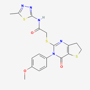 molecular formula C18H17N5O3S3 B11435271 2-((3-(4-methoxyphenyl)-4-oxo-3,4,6,7-tetrahydrothieno[3,2-d]pyrimidin-2-yl)thio)-N-(5-methyl-1,3,4-thiadiazol-2-yl)acetamide 