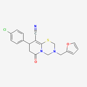 8-(4-Chlorophenyl)-3-(furan-2-ylmethyl)-6-oxo-2,4,7,8-tetrahydropyrido[2,1-b][1,3,5]thiadiazine-9-carbonitrile