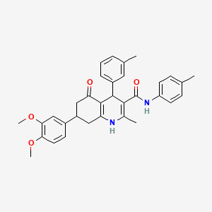 molecular formula C33H34N2O4 B11435305 7-(3,4-dimethoxyphenyl)-2-methyl-4-(3-methylphenyl)-N-(4-methylphenyl)-5-oxo-1,4,5,6,7,8-hexahydroquinoline-3-carboxamide 