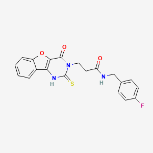 molecular formula C20H16FN3O3S B11435314 N-(4-fluorobenzyl)-3-(4-oxo-2-thioxo-1,2-dihydrobenzofuro[3,2-d]pyrimidin-3(4H)-yl)propanamide 