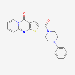 molecular formula C21H18N4O2S B11435325 2-[(4-Phenylpiperazino)carbonyl]-4H-pyrido[1,2-A]thieno[2,3-D]pyrimidin-4-one 