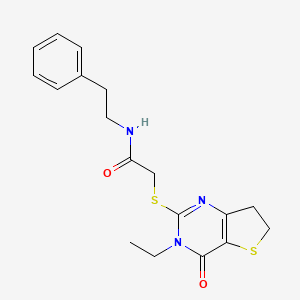 2-((3-ethyl-4-oxo-3,4,6,7-tetrahydrothieno[3,2-d]pyrimidin-2-yl)thio)-N-phenethylacetamide