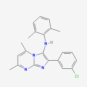 molecular formula C22H21ClN4 B11435392 2-(3-chlorophenyl)-N-(2,6-dimethylphenyl)-5,7-dimethylimidazo[1,2-a]pyrimidin-3-amine 