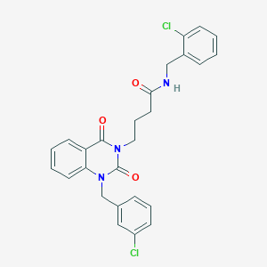 molecular formula C26H23Cl2N3O3 B11435415 N-(2-chlorobenzyl)-4-[1-(3-chlorobenzyl)-2,4-dioxo-1,4-dihydroquinazolin-3(2H)-yl]butanamide 