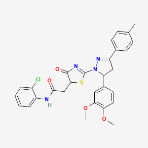 molecular formula C29H27ClN4O4S B11435422 N-(2-chlorophenyl)-2-{2-[5-(3,4-dimethoxyphenyl)-3-(4-methylphenyl)-4,5-dihydro-1H-pyrazol-1-yl]-4-oxo-4,5-dihydro-1,3-thiazol-5-yl}acetamide 