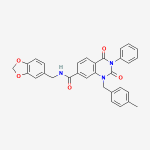 molecular formula C31H25N3O5 B11435450 N-(1,3-benzodioxol-5-ylmethyl)-1-(4-methylbenzyl)-2,4-dioxo-3-phenyl-1,2,3,4-tetrahydroquinazoline-7-carboxamide 