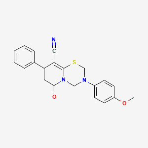 3-(4-methoxyphenyl)-6-oxo-8-phenyl-3,4,7,8-tetrahydro-2H,6H-pyrido[2,1-b][1,3,5]thiadiazine-9-carbonitrile