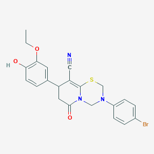 3-(4-bromophenyl)-8-(3-ethoxy-4-hydroxyphenyl)-6-oxo-3,4,7,8-tetrahydro-2H,6H-pyrido[2,1-b][1,3,5]thiadiazine-9-carbonitrile