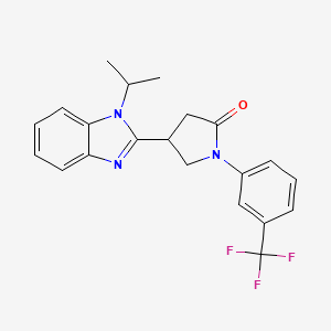 molecular formula C21H20F3N3O B11435484 4-(1-isopropyl-1H-benzo[d]imidazol-2-yl)-1-(3-(trifluoromethyl)phenyl)pyrrolidin-2-one 