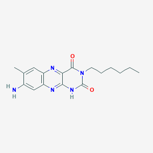 molecular formula C17H21N5O2 B11435494 8-Amino-3-hexyl-7-methyl-1H-benzo[g]pteridine-2,4-dione 